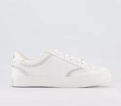 OFFICE Far Out Diamante Silm Sole Trainers White - Flat Shoes for Women