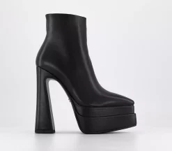 OFFICE Albertina Double Stack Pointed Ankle Boots Black - Women's Ankle Boots